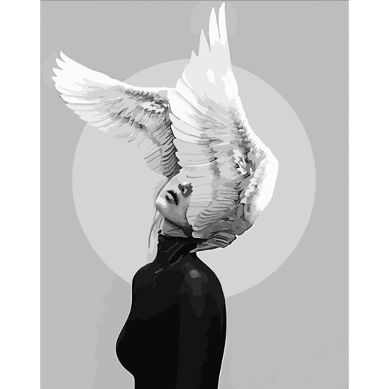 Картина по номерам Крылья в волосах (40х50 см), бренду Strateg - KUBIX
