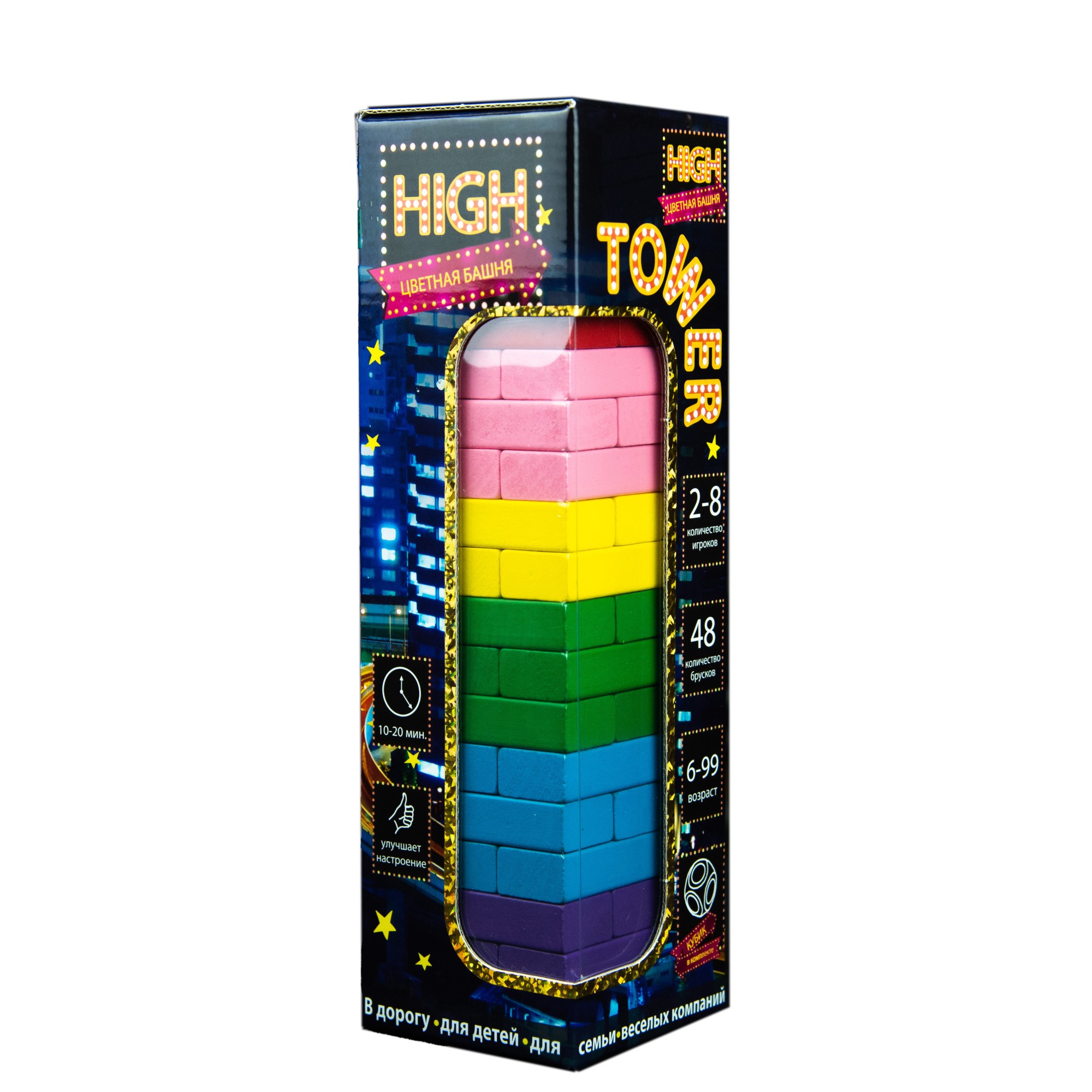 Настольная игра Высокая башня Дженга (High Tower Jenga) (RU), бренду Strateg, для 2-8 гравців, час гри < 30мин. - KUBIX