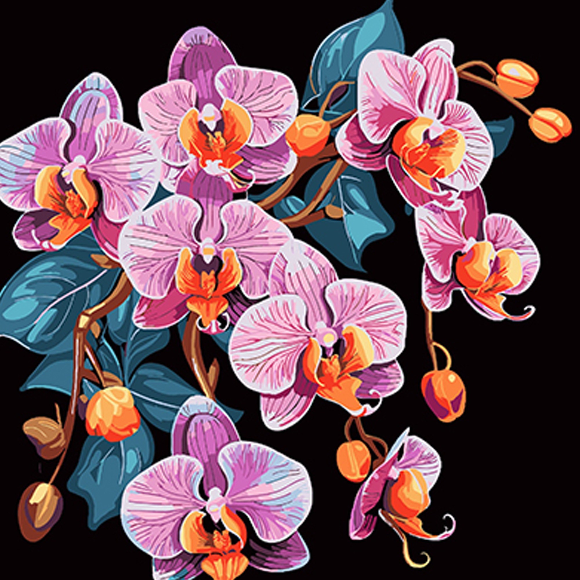 Картина по номерам Орхидея в изысканности (40х40 см), бренду Strateg - KUBIX