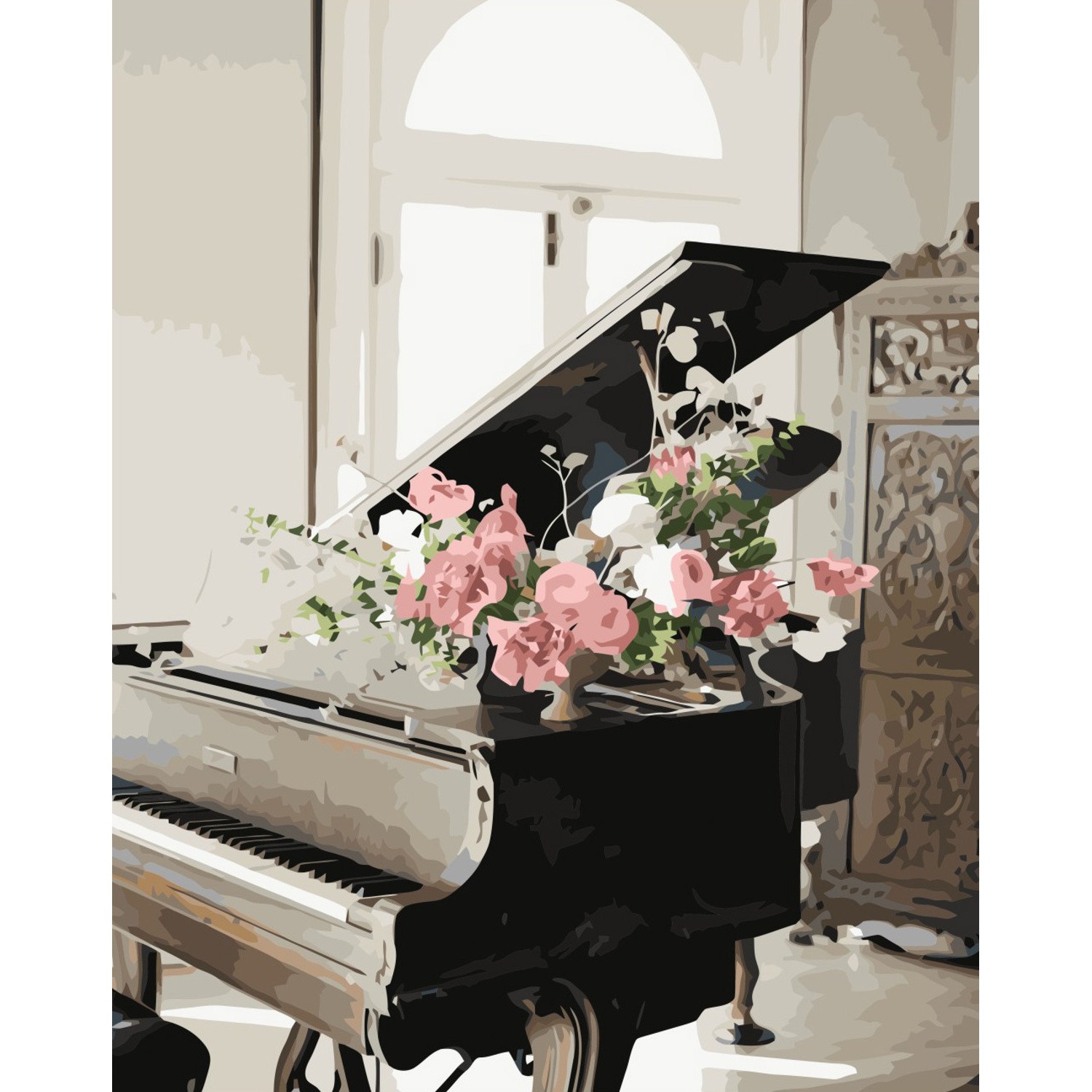 Картина за номерами Рояль у квітах (40х50 см), бренду Strateg - KUBIX
