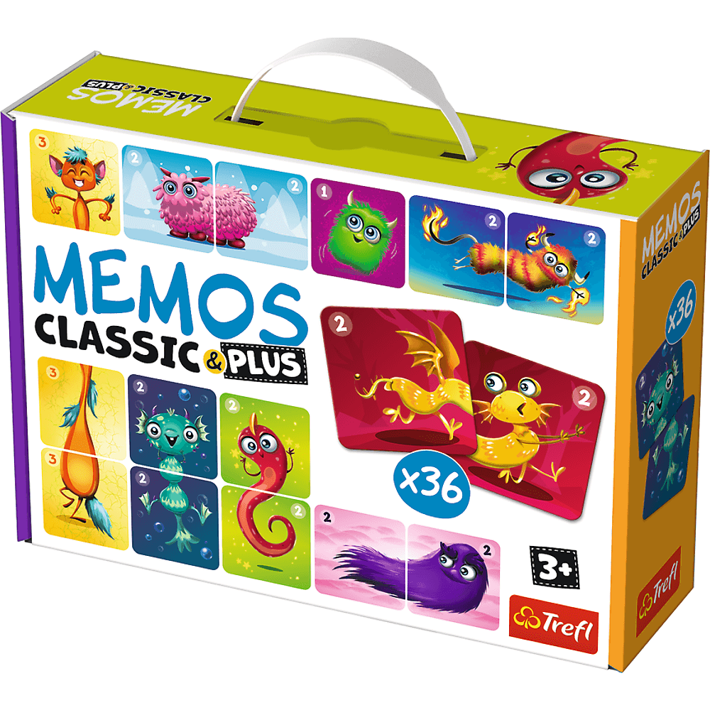 Настільна гра Мемос класік: Монстрики (Memos classic & plus: Cute monsters), бренду Trefl, для 1-1 гравців - KUBIX