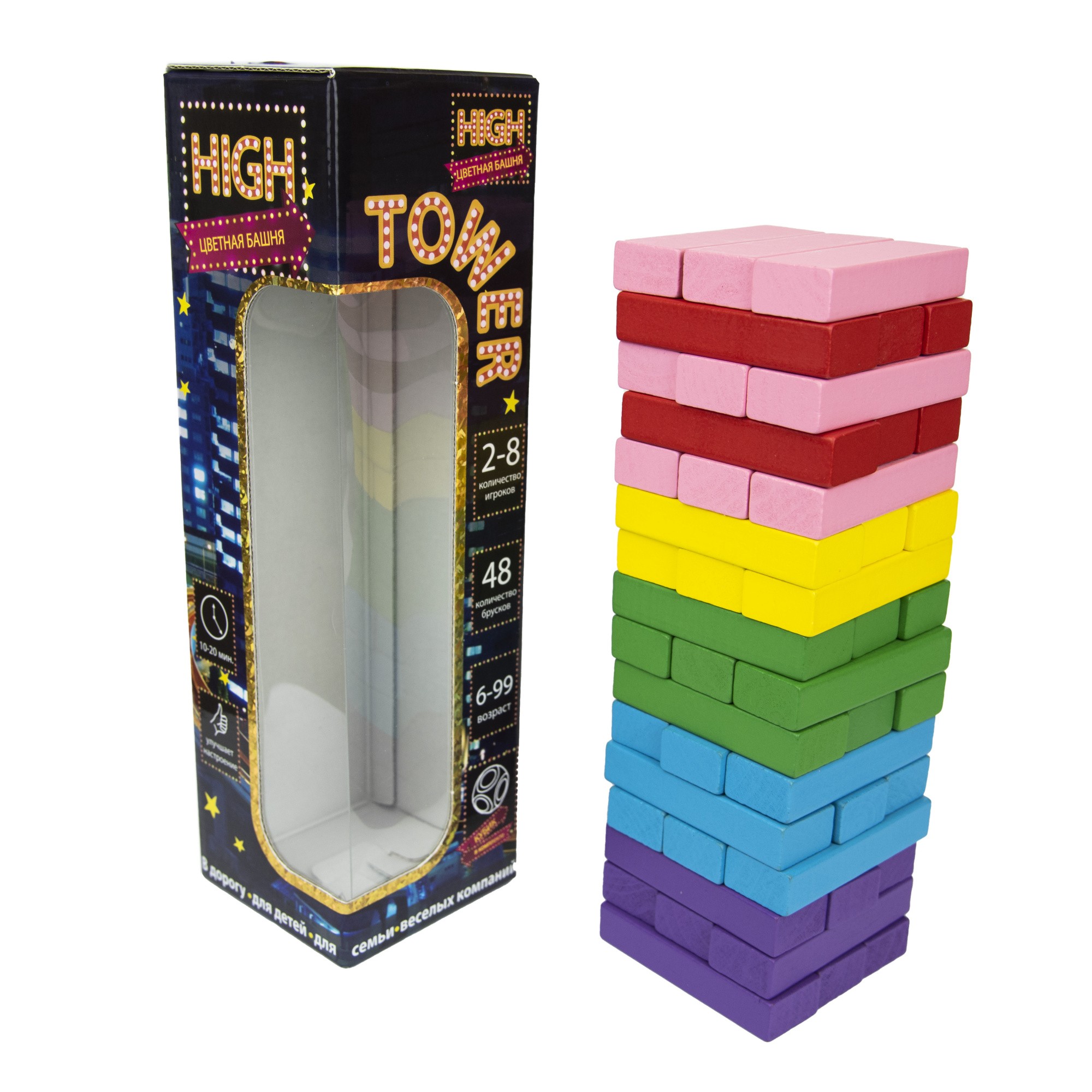 Настільна гра Висока вежа Дженга (High Tower Jenga) (RU), бренду Strateg, для 2-8 гравців, час гри < 30хв. - 2 - KUBIX 