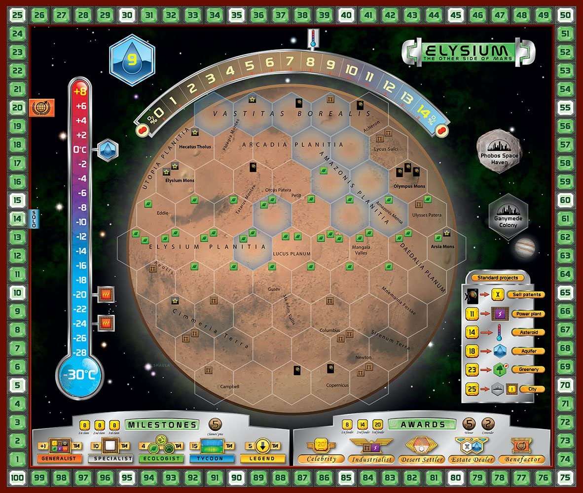 Настільна гра Тераформування Марса: Еллада і Елізій (Terraforming Mars: Hellas & Elysium), бренду Kilogames, для 1-5 гравців, час гри > 60хв. - 3 - KUBIX 