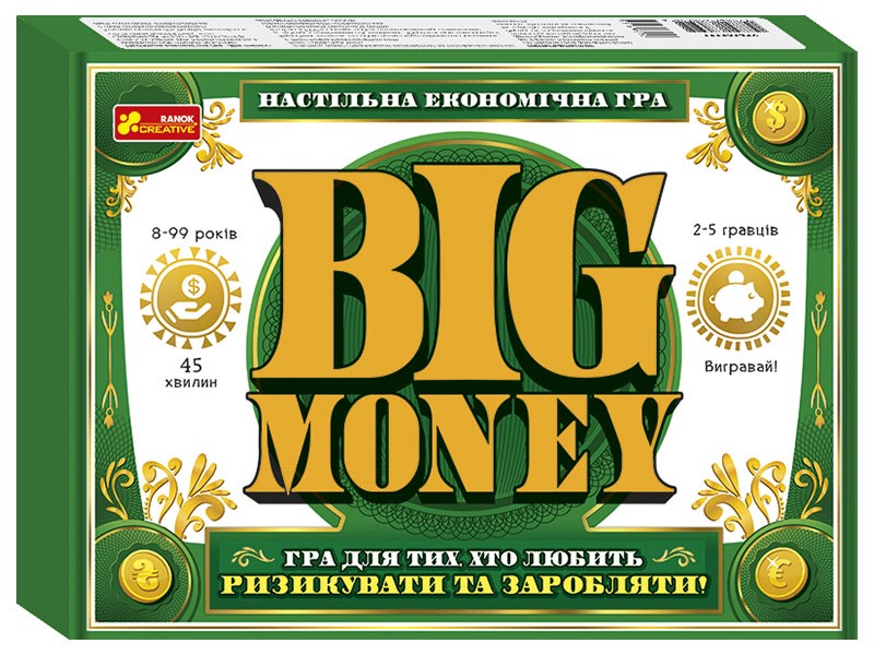 Настольная игра Big money, бренду Ранок, для 2-5 гравців, час гри < 30мин. - KUBIX
