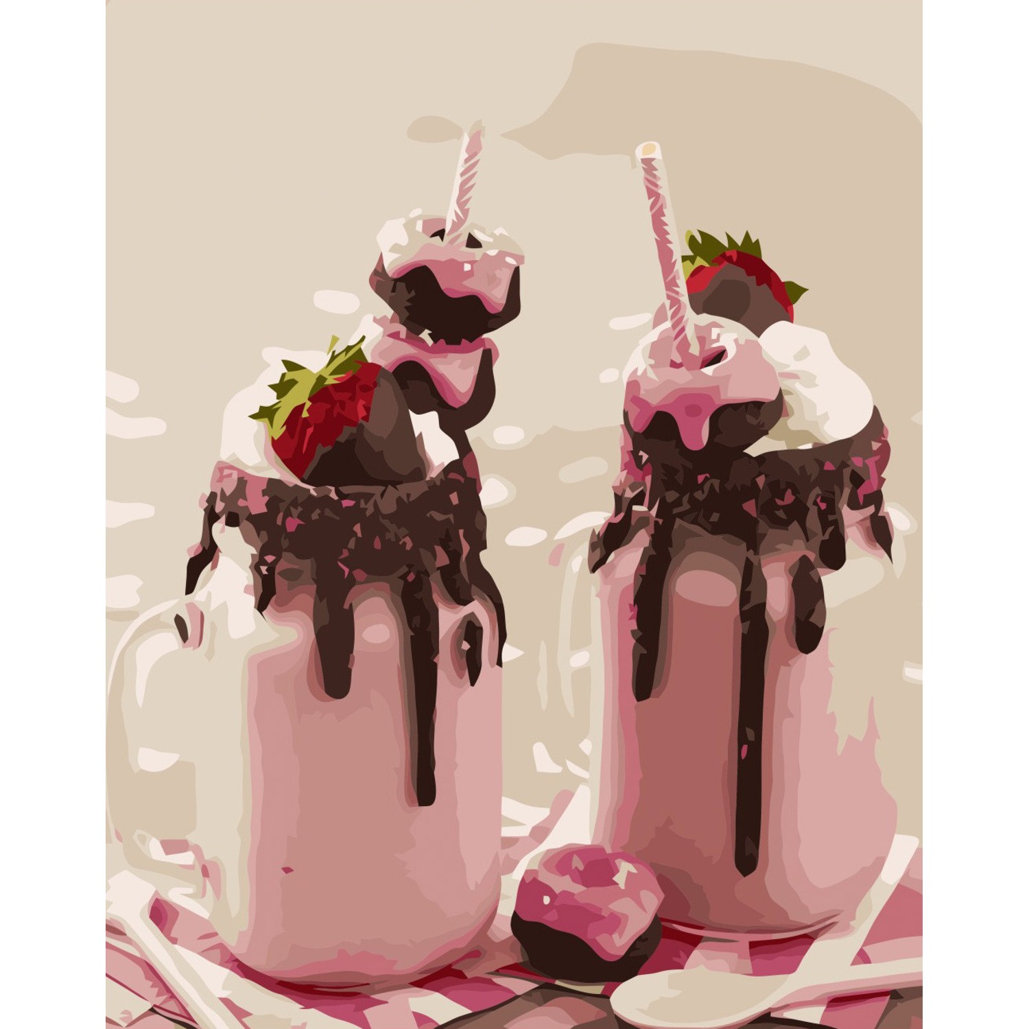 Картина за номерами Молочний коктейль із полуницею (40х50 см), бренду Strateg - KUBIX