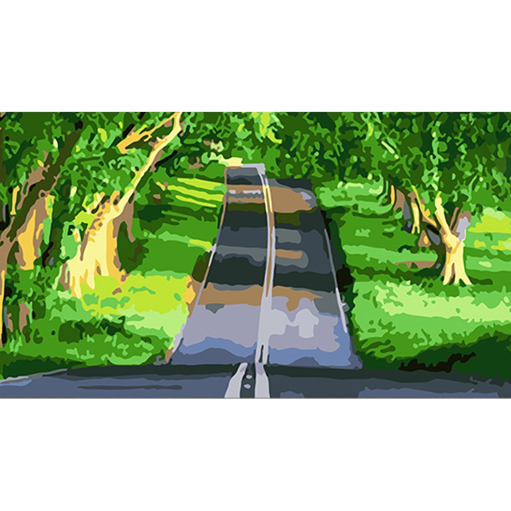 Картина по номерам Дорога в тени деревьев (50х25 см), бренду Strateg - KUBIX