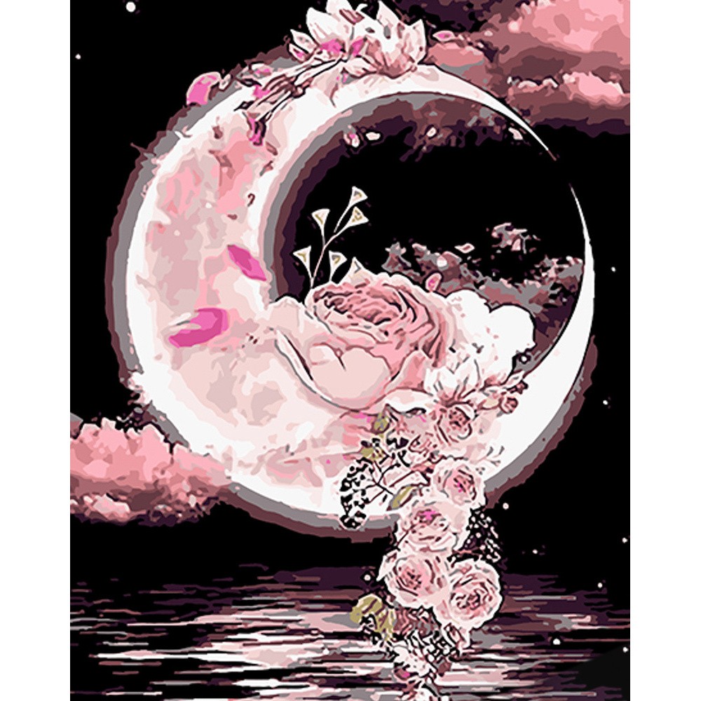 Картина по номерам Луна в цветах (40х50 см), бренду Strateg - KUBIX