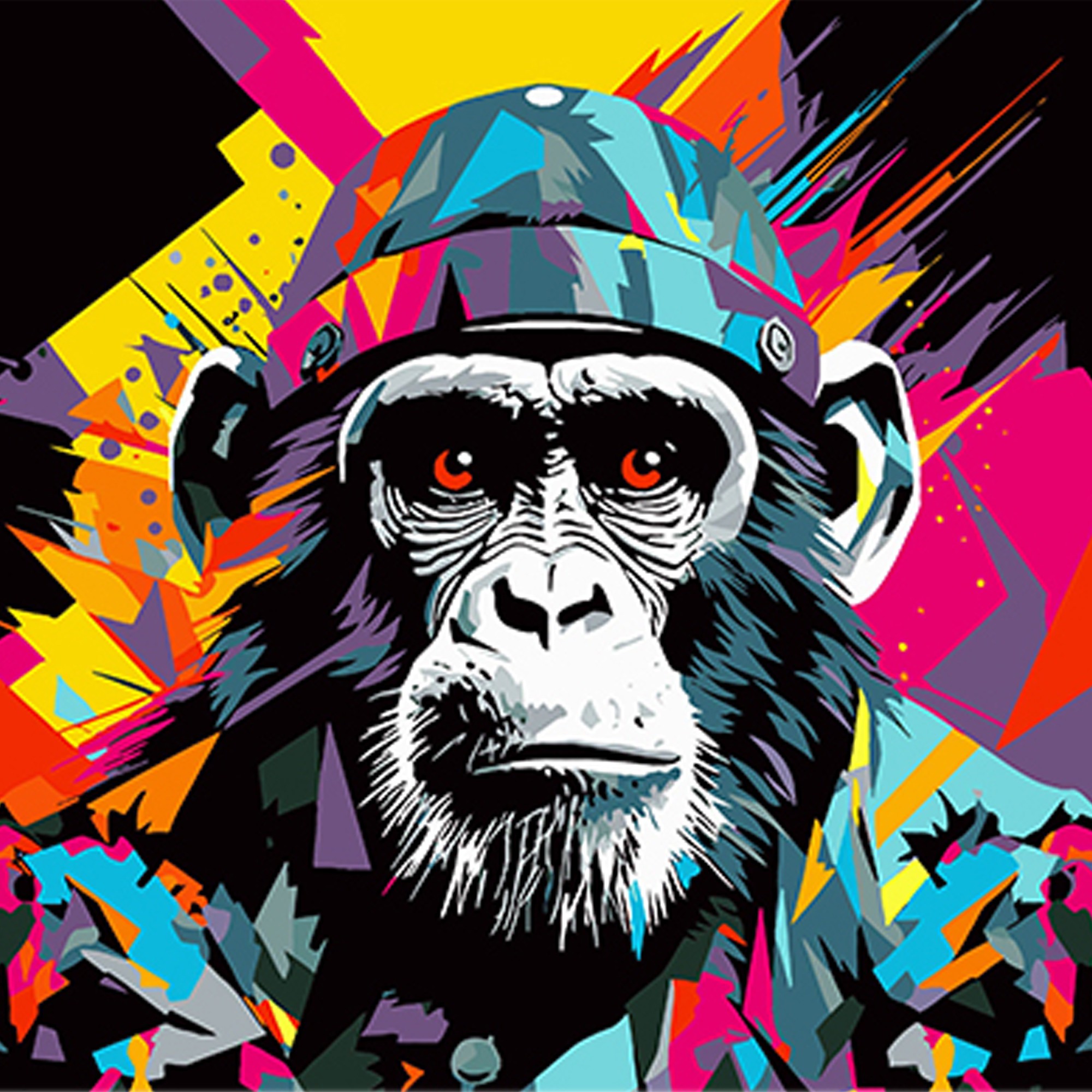 Картина за номерами Поп-арт військової шимпанзе (40х40 см), бренду Strateg - KUBIX