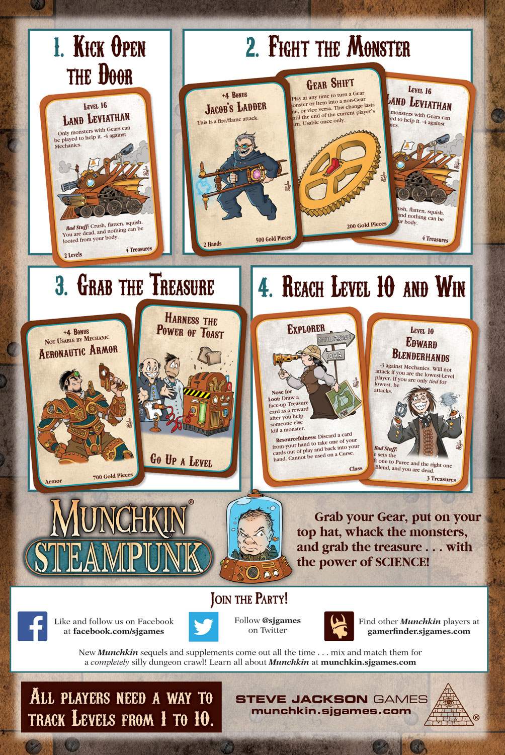 Настільна гра Манчкін Стимпанк (Munchkin Steampunk), бренду Третя Планета, для 3-6 гравців, час гри < 60хв. - 2 - KUBIX 