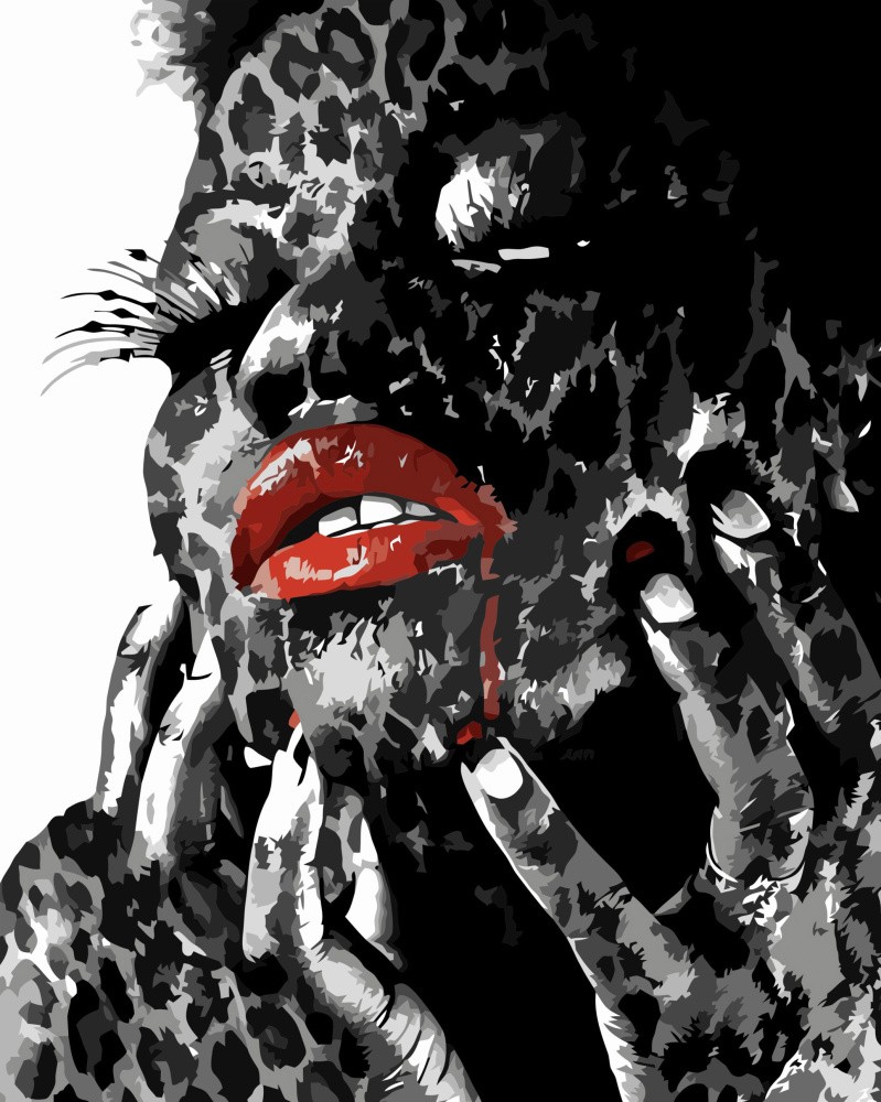 Картина за номерами Леопардова дівчина (40х50 см), бренду Strateg - KUBIX