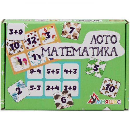 Настольная игра Лото математика, бренду Умняшка, для 2-4 гравців - KUBIX