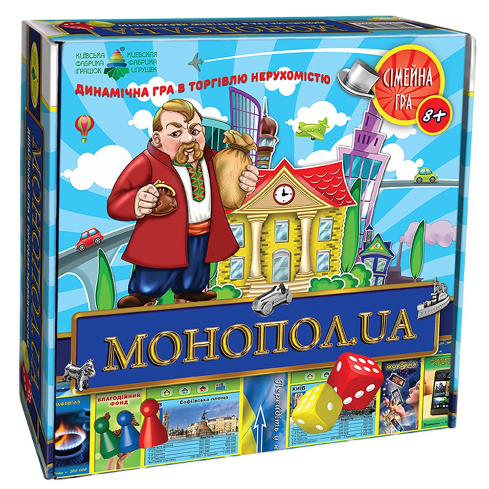 Настільна гра Монопол.UA, бренду Київська фабрика іграшок, для 2-4 гравців, час гри < 60хв. - KUBIX