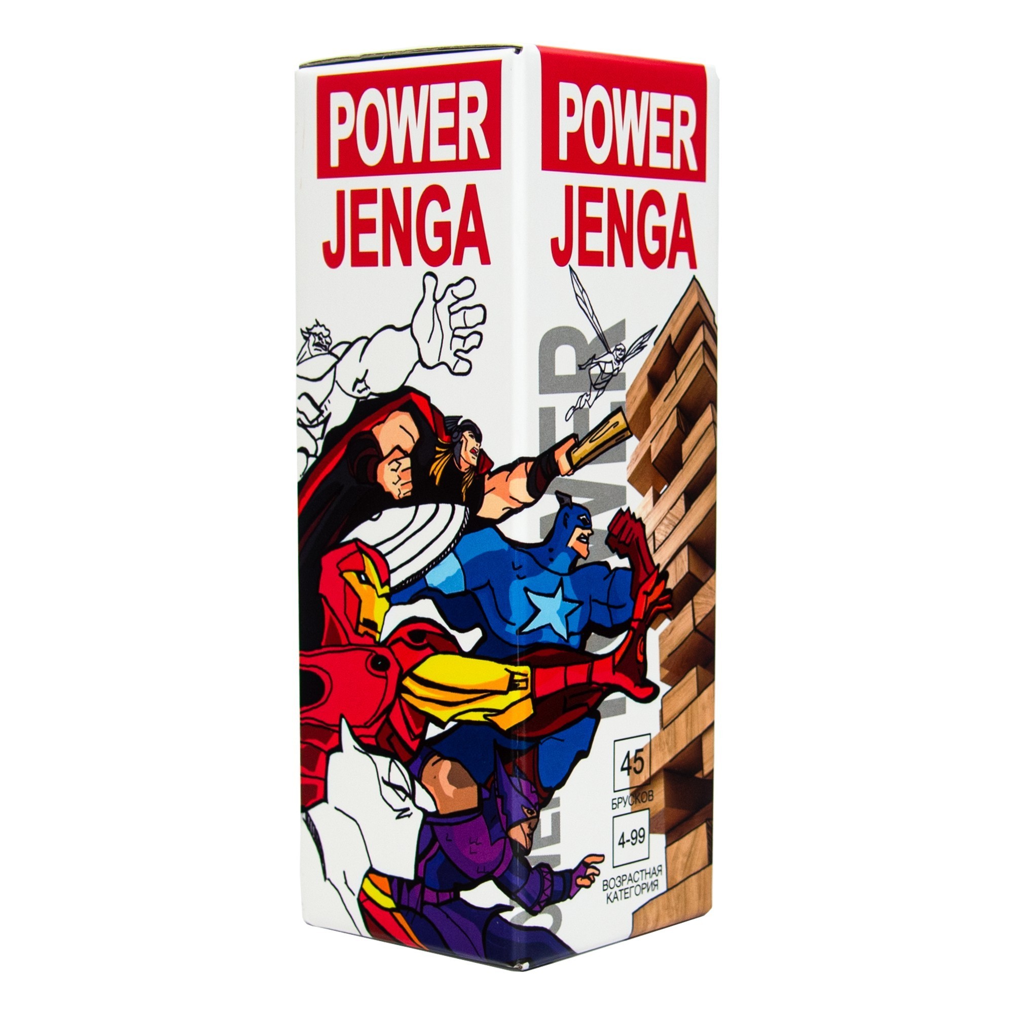 Настільна гра Power Jenga (Дженга міні) (45 брусків), бренду Strateg, для 2-8 гравців, час гри < 30хв. - KUBIX