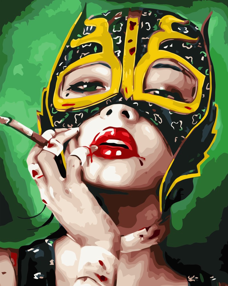 Картина по номерам Девушка в маске (40х50 см), бренду Strateg - KUBIX