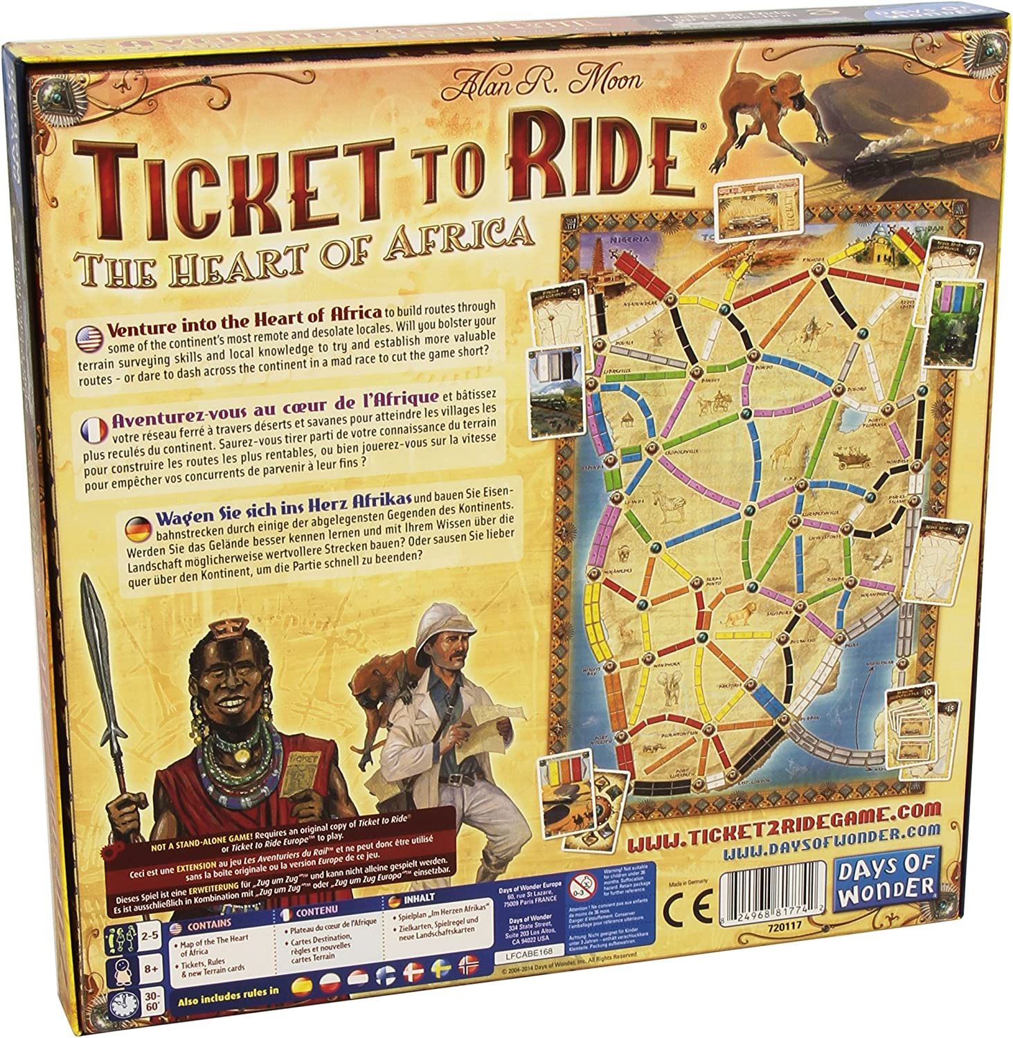 Настільна гра Ticket to Ride: The Heart of Africa (Квиток на потяг. Серце африки) (EN), бренду Days of Wonder, для 2-5 гравців, час гри < 30хв. - 2 - KUBIX 