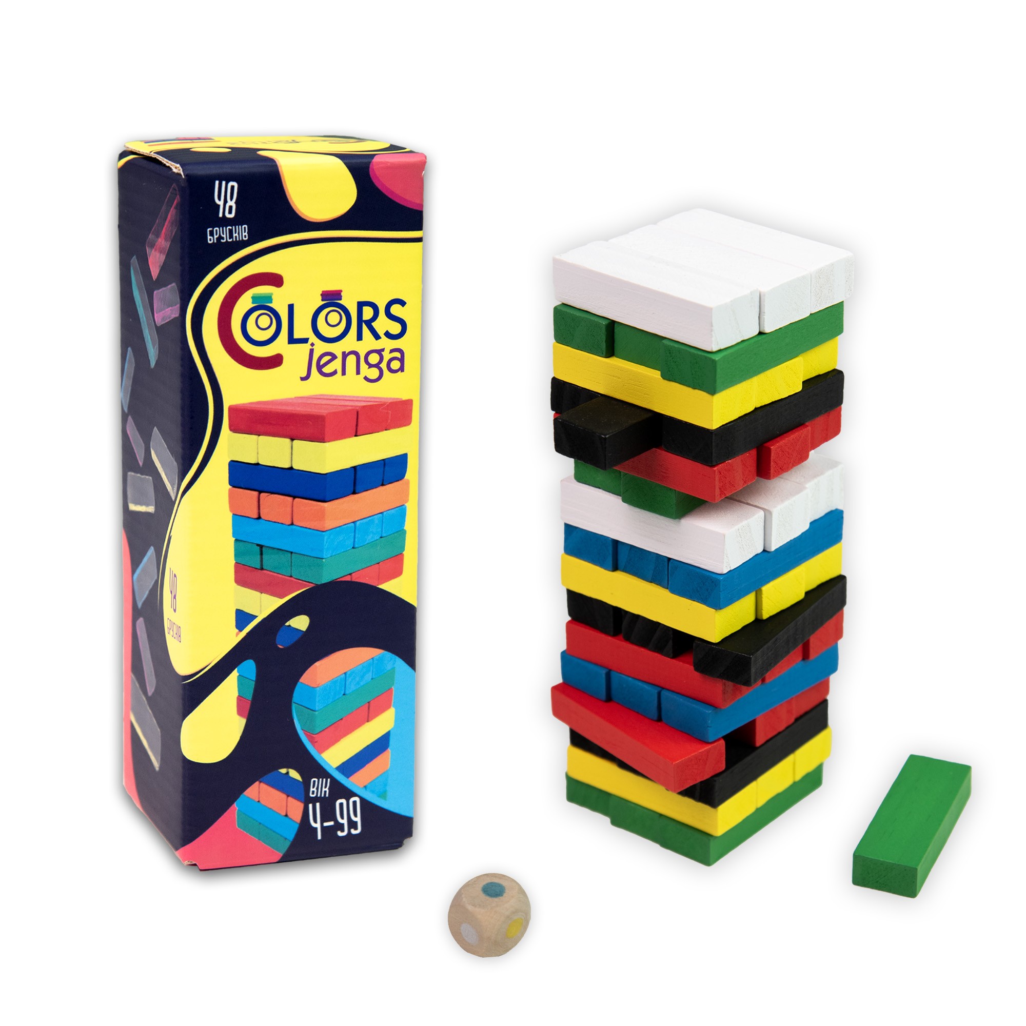 Настільна гра Кольорова Дженга міні (Colors Jenga mini) 48 брусків, бренду Strateg, для 2-4 гравців, час гри < 30хв. - 2 - KUBIX 