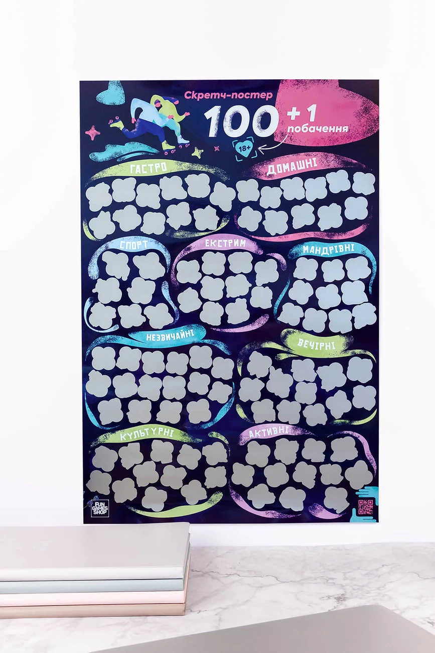 Настільна гра Скретч постер "100+1 побачення" (Scratch poster "100+1 date"), бренду Fun Games Shop, для 2-2 гравців - 2 - KUBIX 