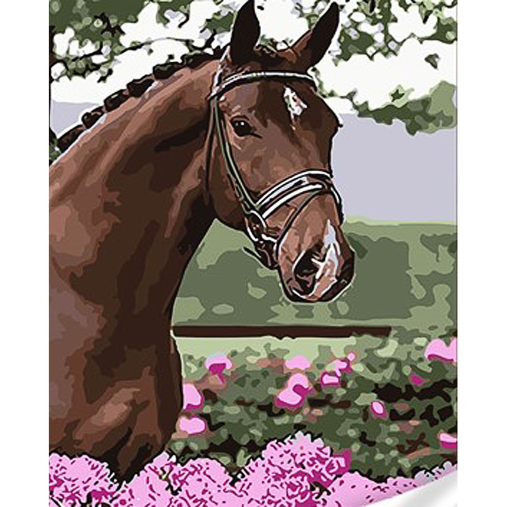 Картина за номерами Кінь у півоніях (30х40 см), бренду Strateg - KUBIX