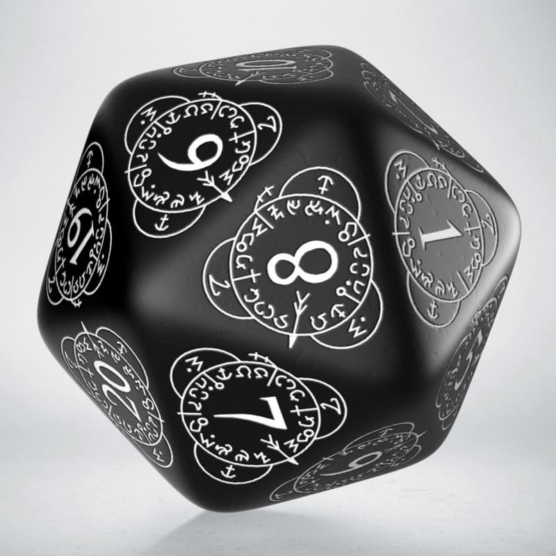 Кубик D20 Level Counter Black & white Die, бренду Q-Workshop - KUBIX