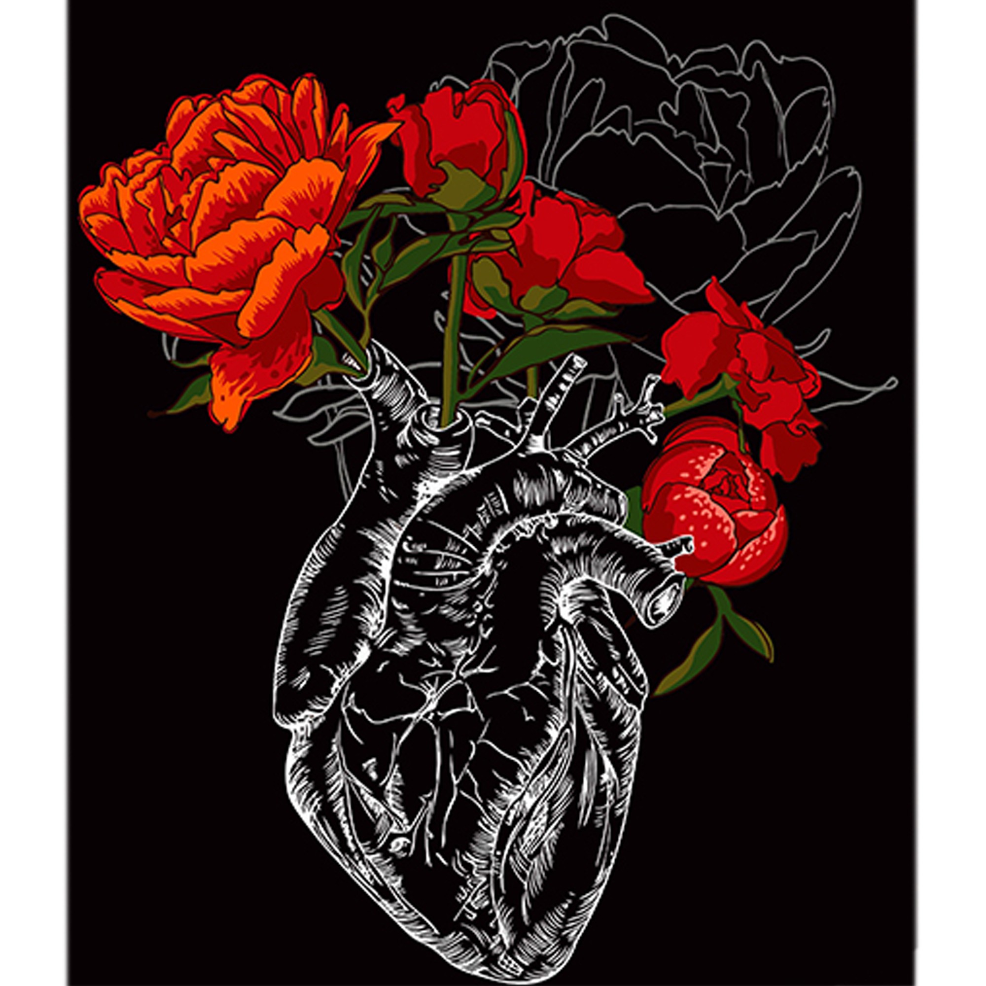 Картина за номерами Серце квітів (40х50 см), бренду Strateg - KUBIX