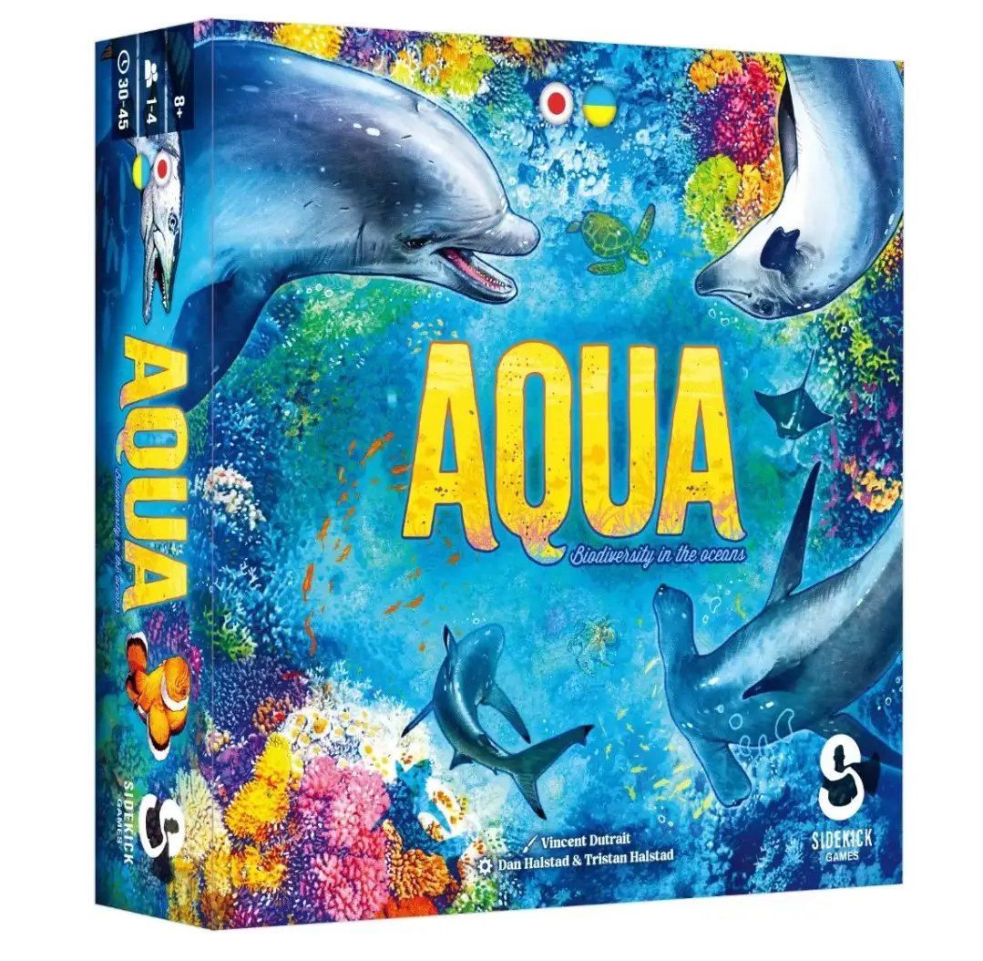 Настільна гра Aqua. Океанське біорізноманіття (AQUA: Biodiversity in the oceans), бренду Lord of Boards, для 1-4 гравців, час гри < 30хв. - KUBIX