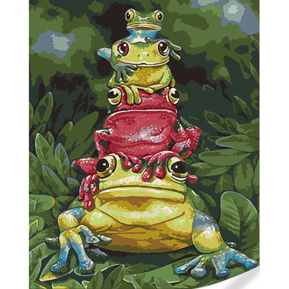 Картина за номерами Четвірка жабенят (40х50), бренду Strateg - KUBIX