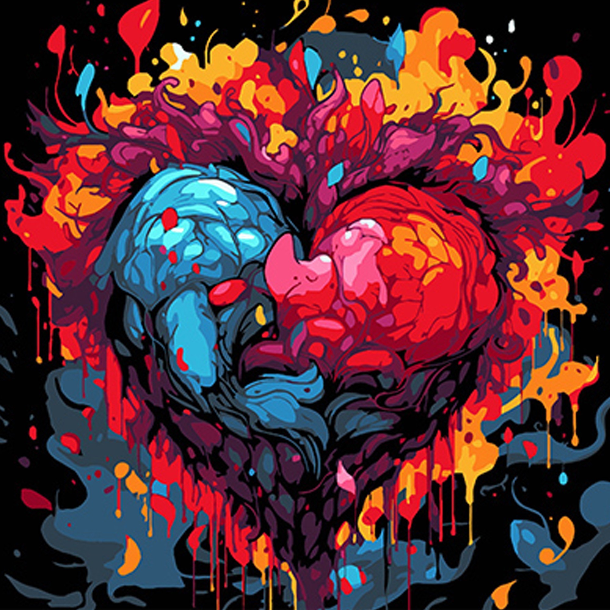 Картина по номерам Абстрактное сердце (40х40 см), бренду Strateg - KUBIX