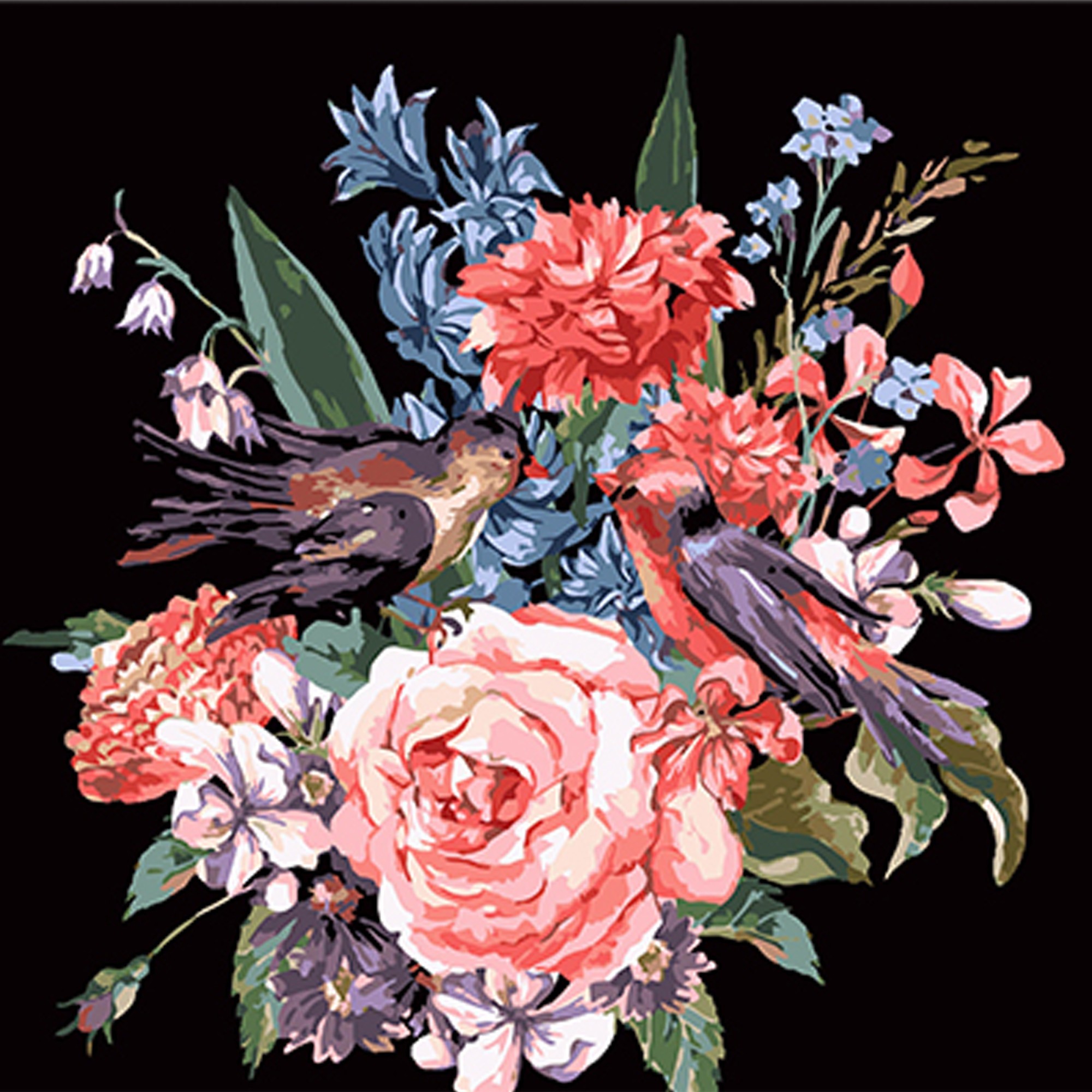 Картина по номерам Винтажная цветочная акварель (40х40 см), бренду Strateg - KUBIX