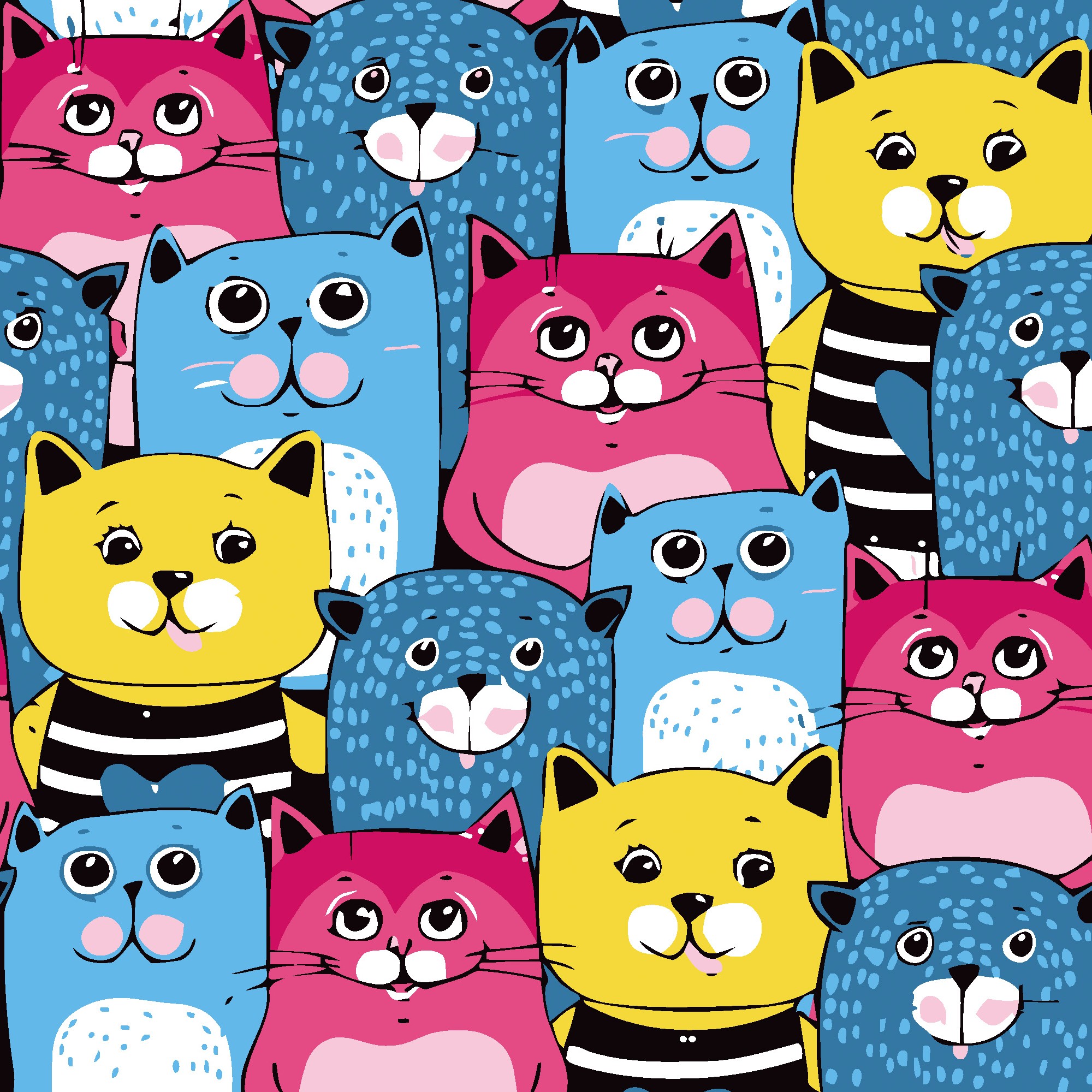 Картина за номерами Шістнадцять котиків (20х20 см), бренду Strateg - KUBIX