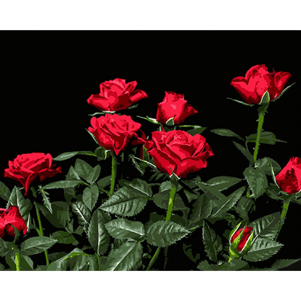 Картина за номерами Яскраві червоні троянди (40х50 см), бренду Strateg - KUBIX