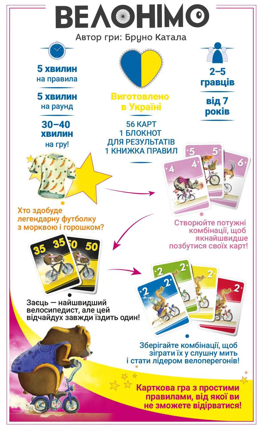 Настольная игра Велонимо (Velonimo), бренду Geekach Games, для 2-5 гравців, час гри < 30мин. - 2 - KUBIX 