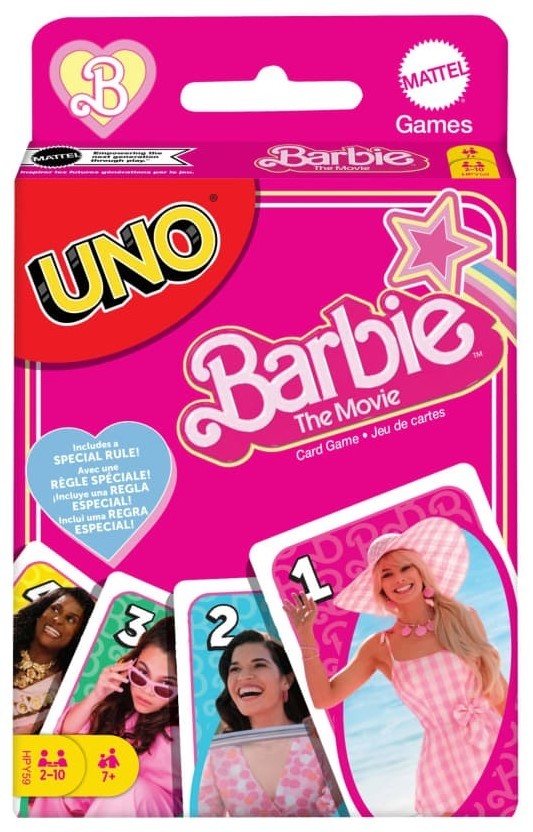 Настольная игра Уно Барби в кино (UNO: Barbie the Movie), бренду Mattel, для 2-10 гравців, час гри < 30мин. - KUBIX