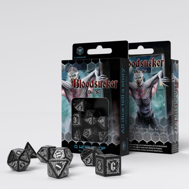 Набір кубиків Bloodsucker Black & silver Dice Set, бренду Q-Workshop - KUBIX