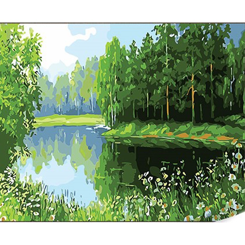 Картина по номерам Пруд в лесу (30х40 см), бренду Strateg - KUBIX