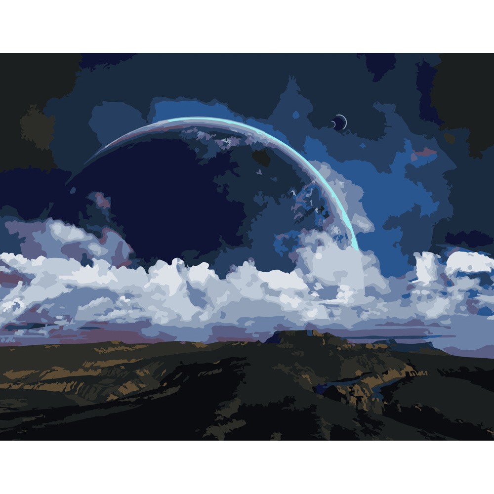 Картина по номерам Планета на горизонте (40х50 см), бренду Strateg - KUBIX