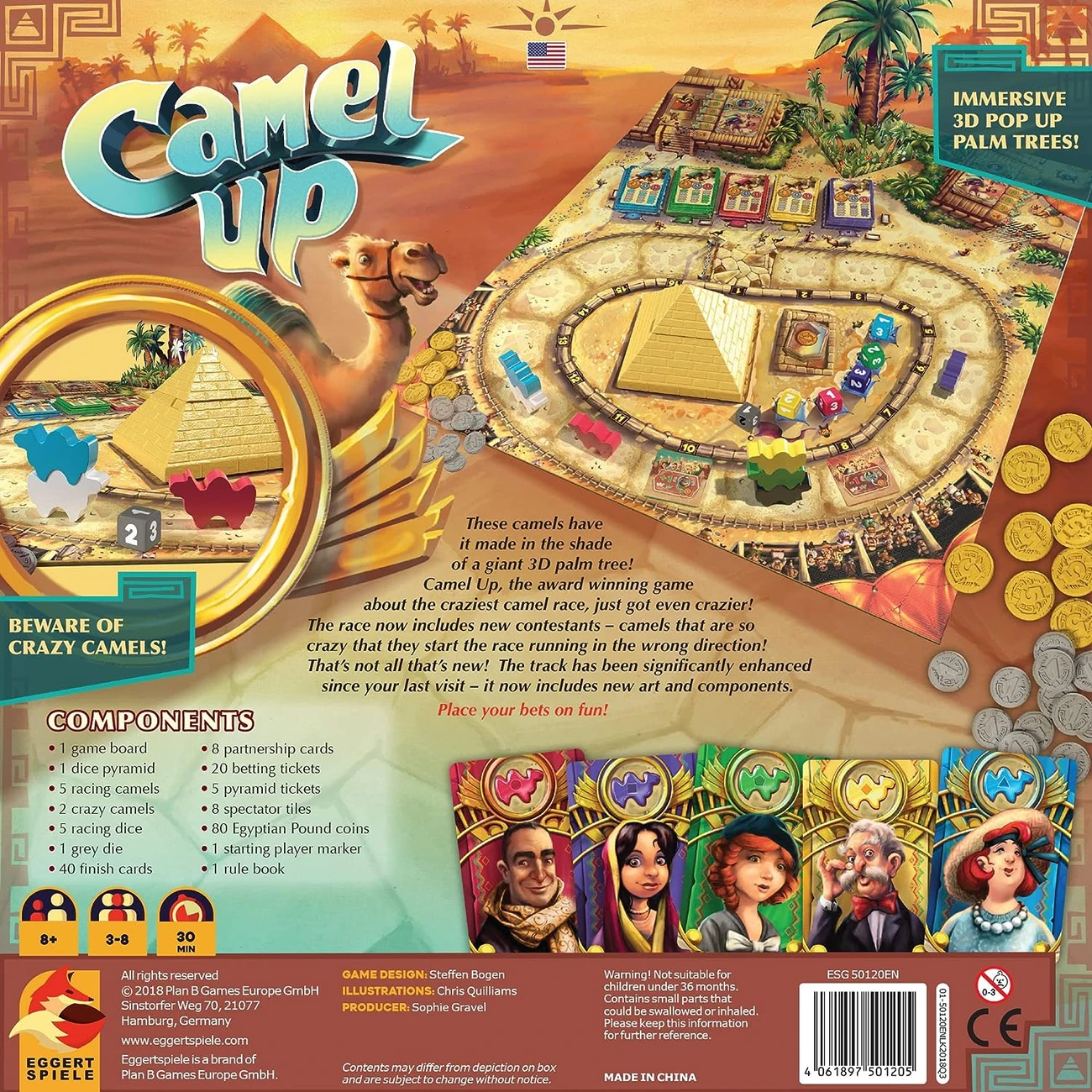 Настольная игра Верблюды, вперед 2.0 (Camel Up 2nd Edition) (EN), бренду Eggertspiele, для 3-8 гравців, час гри < 30мин. - 2 - KUBIX 