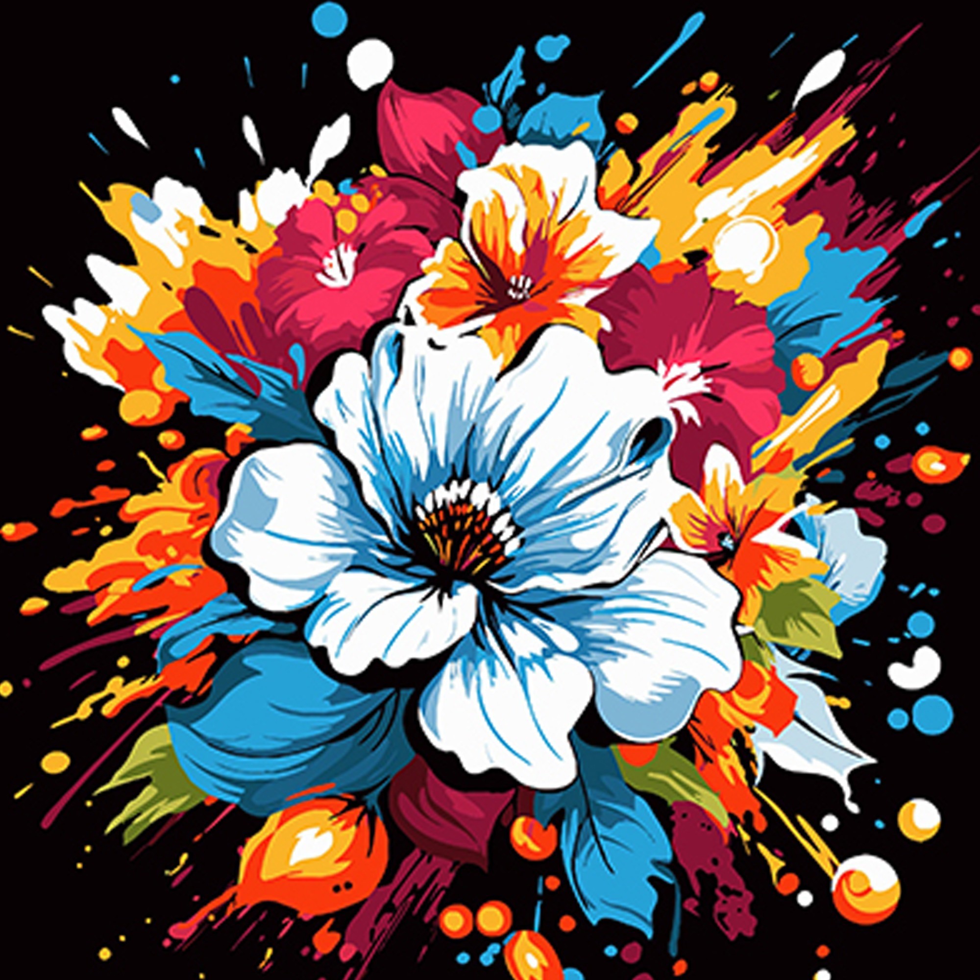 Картина по номерам Цветочный взрыв (40х40 см), бренду Strateg - KUBIX