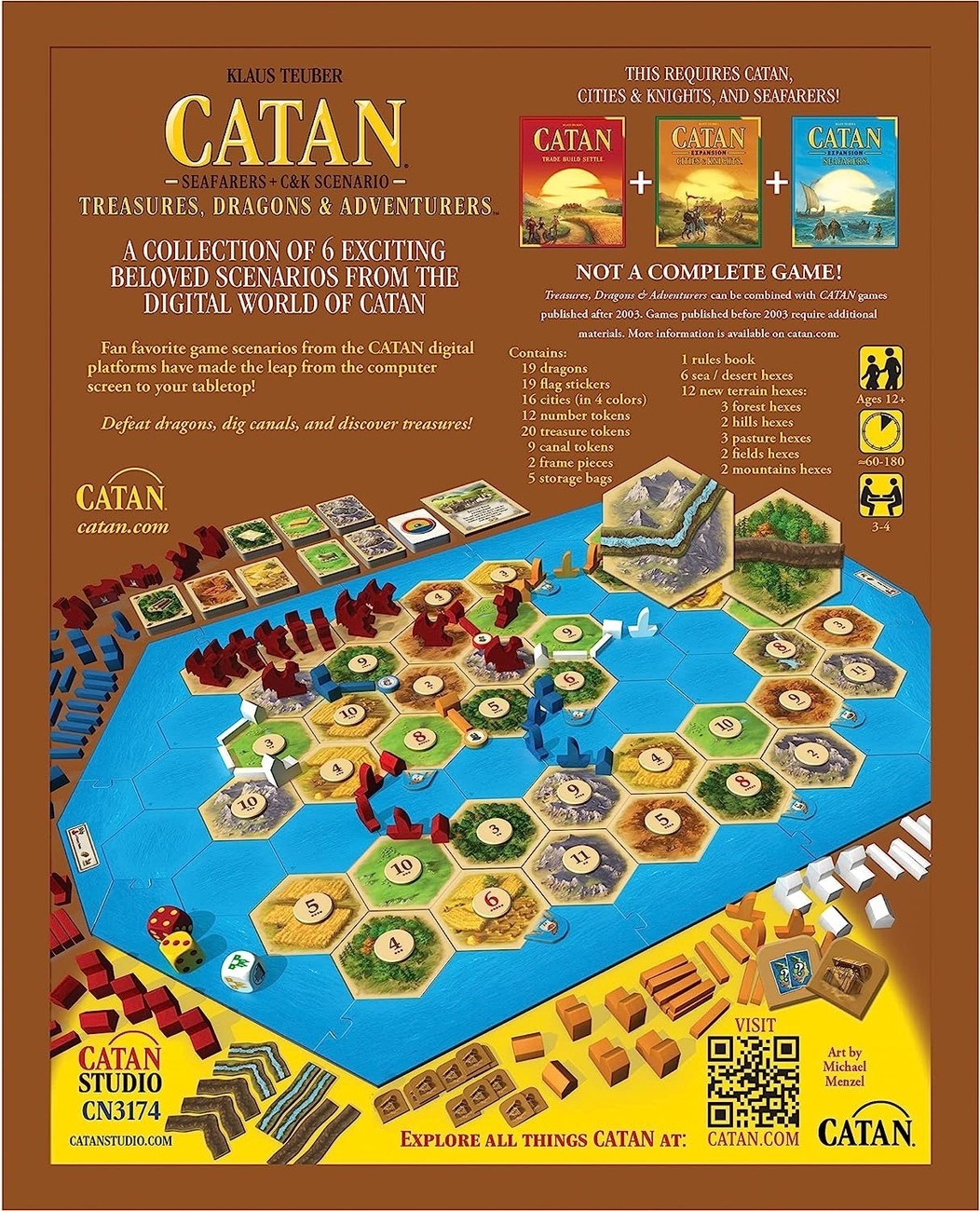 Настольная игра Catan: Treasures, Dragons & Adventurers (Колонизаторы. Драконы и Приключения) (EN), для 3-4 гравців, час гри > 60мин. - 2 - KUBIX 