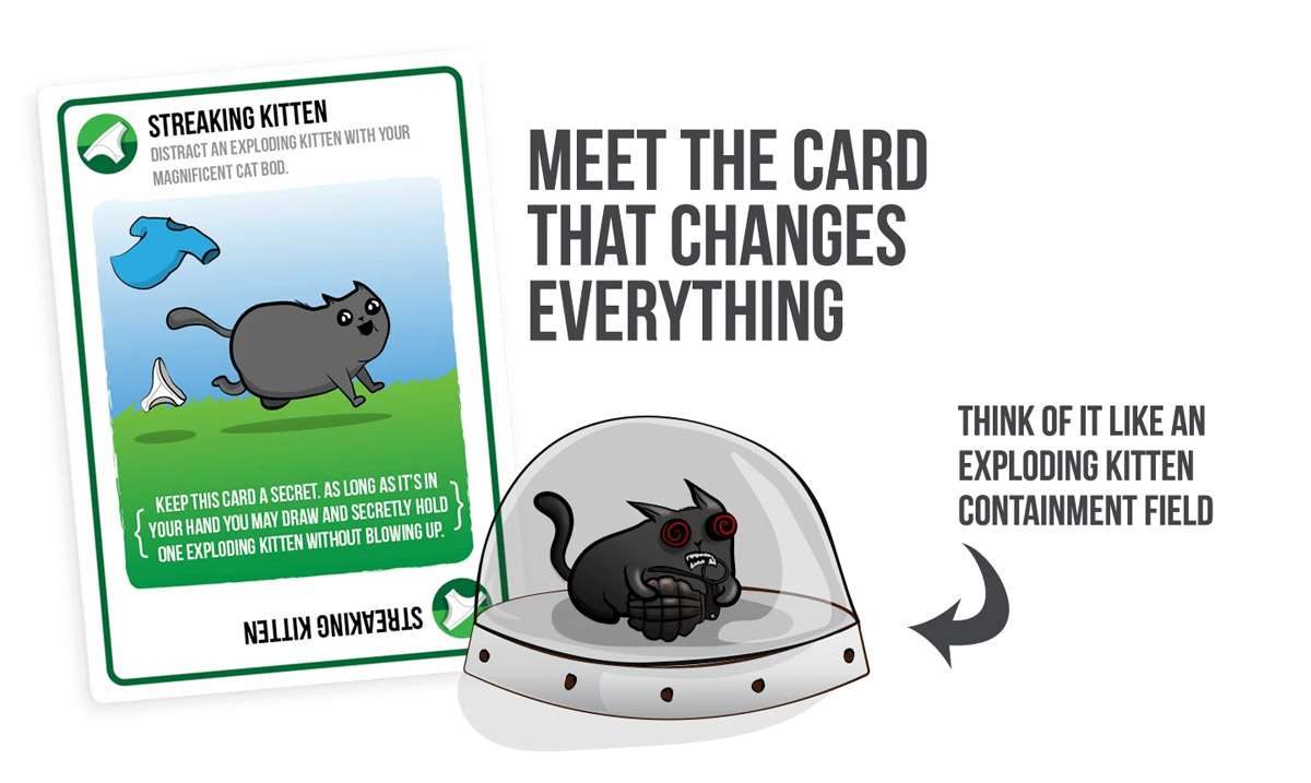 Настольная игра Взрывные Котята. Быстрые котята (Exploding Kittens: Streaking kittens) (EN), бренду Exploding Kittens, для 2-5 гравців, час гри < 30мин. - 3 - KUBIX 