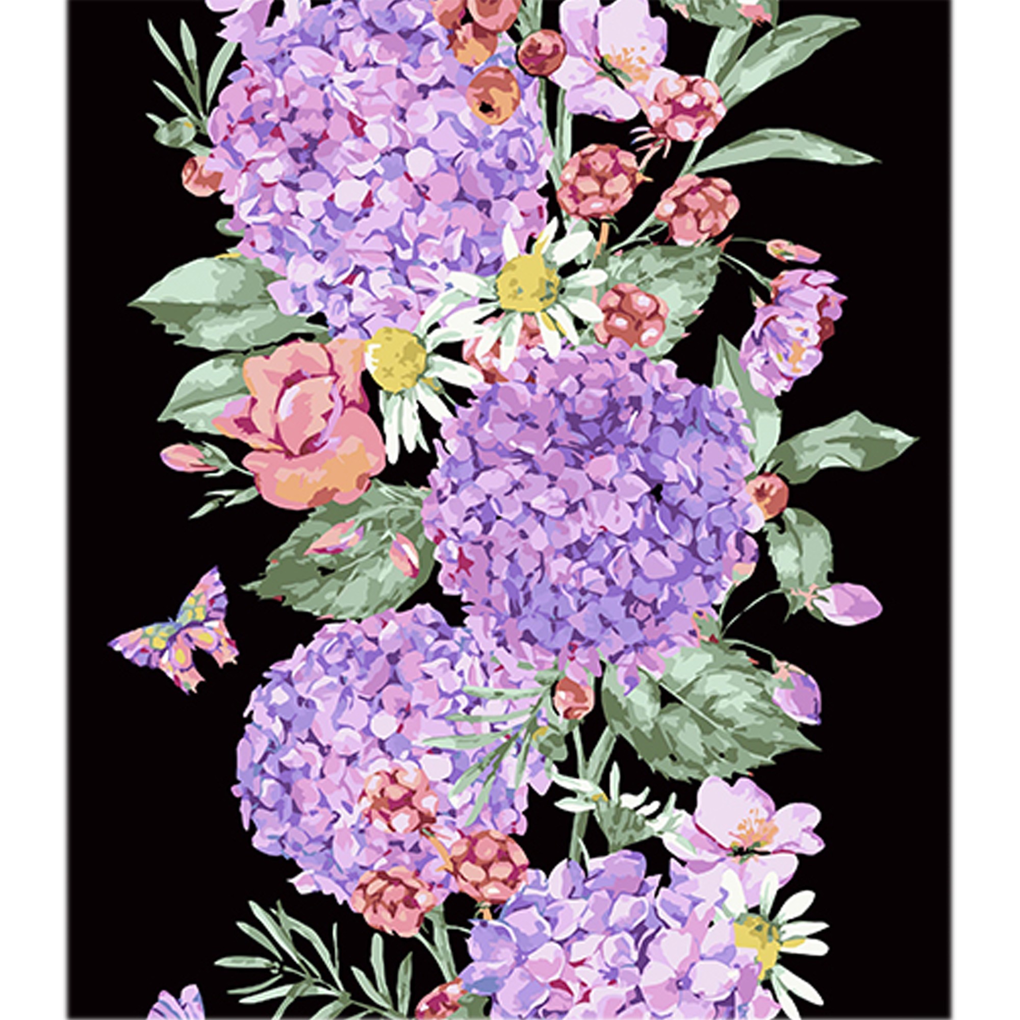 Картина по номерам Акварельный букет с гортензией и ягодами (40х50 см), бренду Strateg - KUBIX
