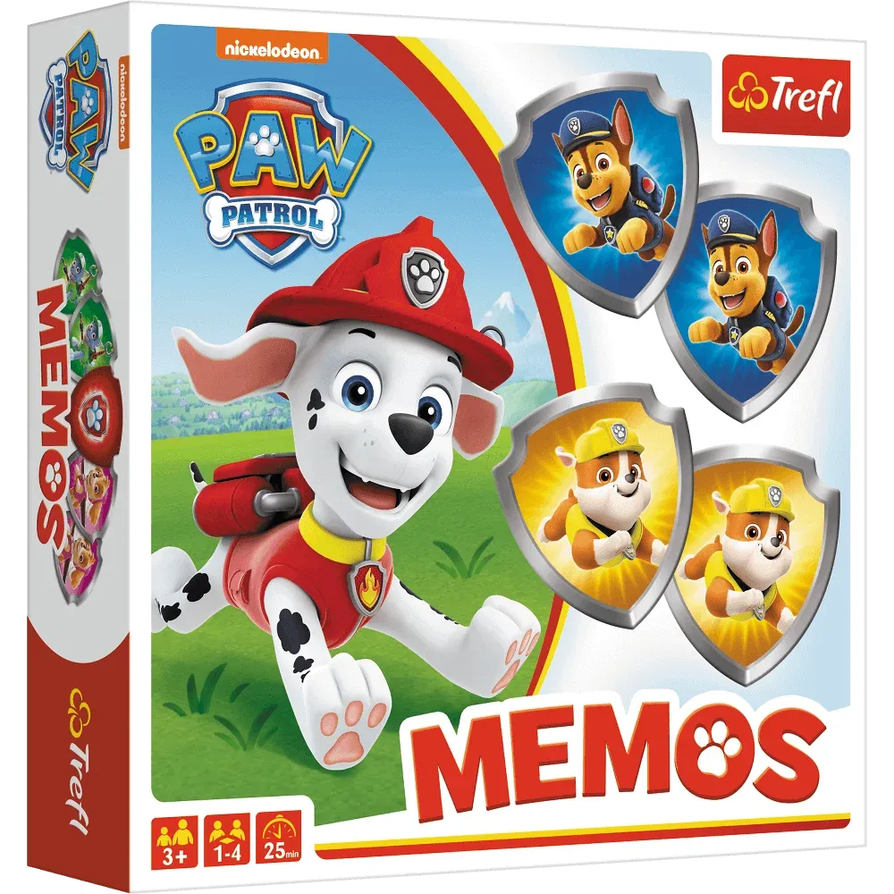 Настільна гра Щенячий Патруль: Мемос (Paw Patrol: Memos), бренду Trefl, для 1-4 гравців, час гри < 30хв. - KUBIX