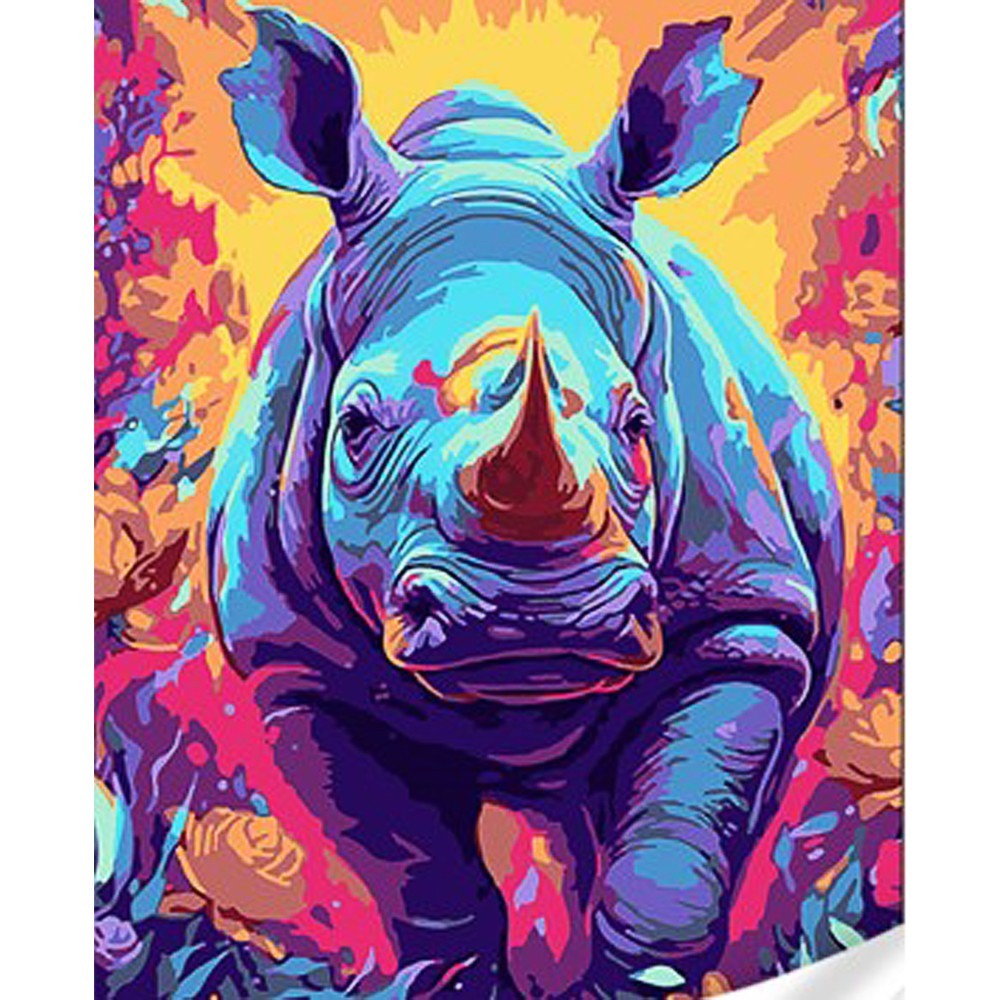 Картина по номерам Улыбающийся носорог (30х40 см), бренду Strateg - KUBIX