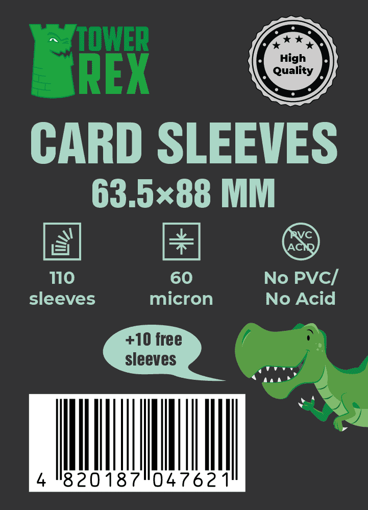 Настільна гра Протектори 60 micron 63,5*88 (Cards Sleeves 60 micron 63,5*88), бренду Tower Rex - KUBIX