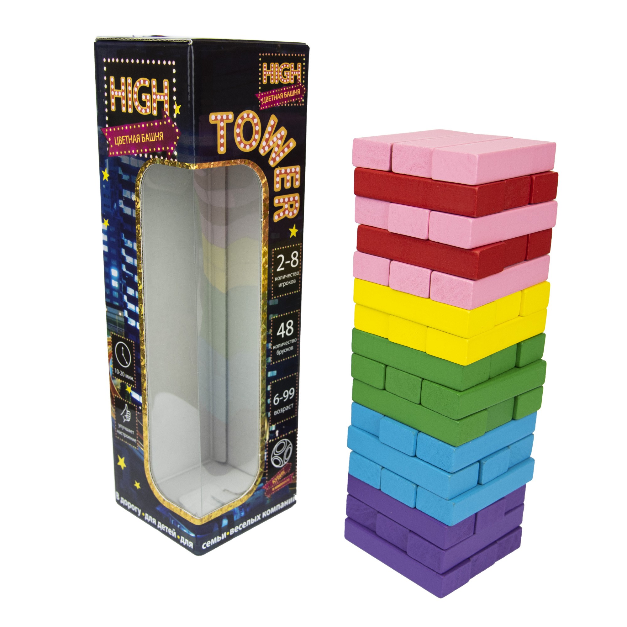 Настольная игра Высокая башня Дженга (High Tower Jenga) (RU), бренду Strateg, для 2-8 гравців, час гри < 30мин. - 2 - KUBIX 