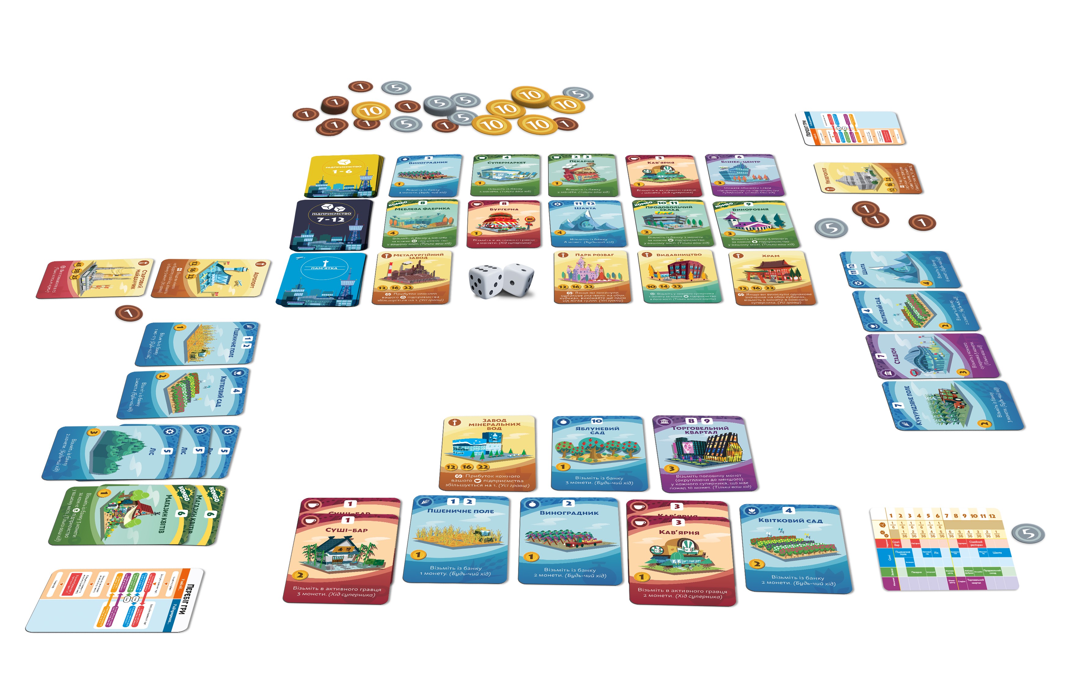 Настольная игра Наши города: Мачи Коро 2 (Machi Koro 2), бренду Rozum, для 2-5 гравців, час гри < 60мин. - 3 - KUBIX 