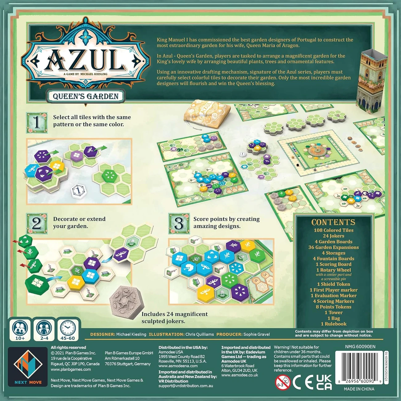 Настольная игра Азул. Сад королевы (Azul Queen's Garden), бренду Next Move Games, для 2-4 гравців, час гри < 30мин. - 2 - KUBIX 