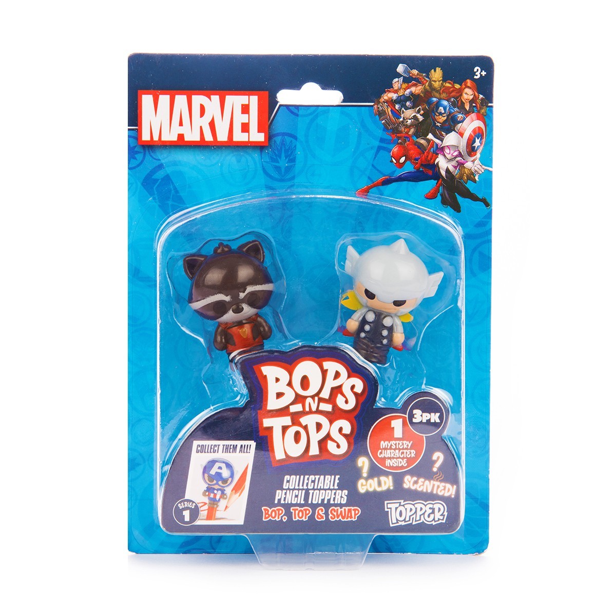 Набор фигурок-топеров "Bop n Tops" Marvel (3 фигурки), бренду Sambro - KUBIX