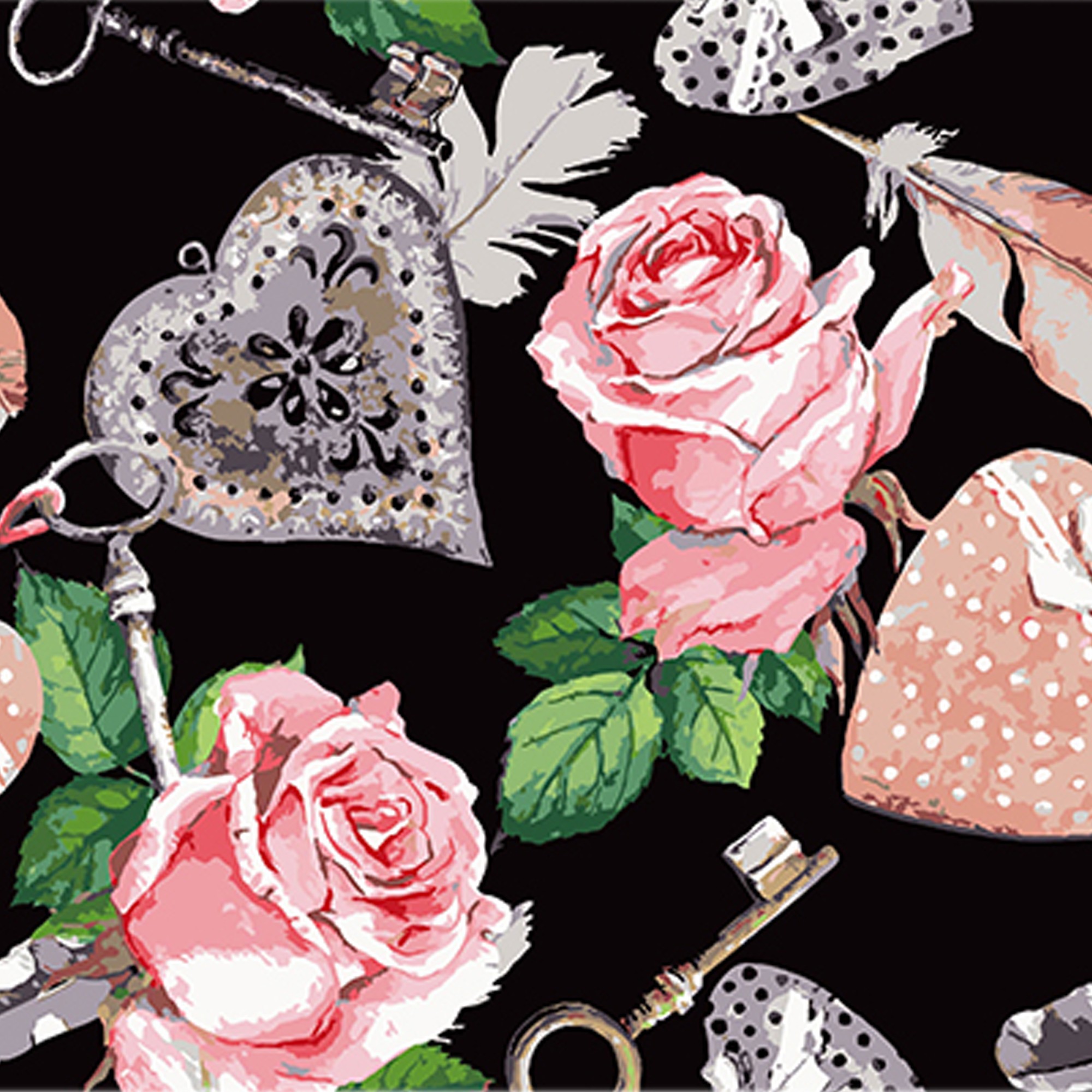 Картина за номерами Квіткове серце рожевих троянд (40х40 см), бренду Strateg - KUBIX