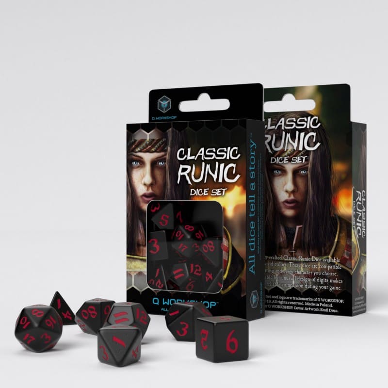 Набор кубиков Classic Runic Black & Red Dice Set (7), бренду Q-Workshop - KUBIX