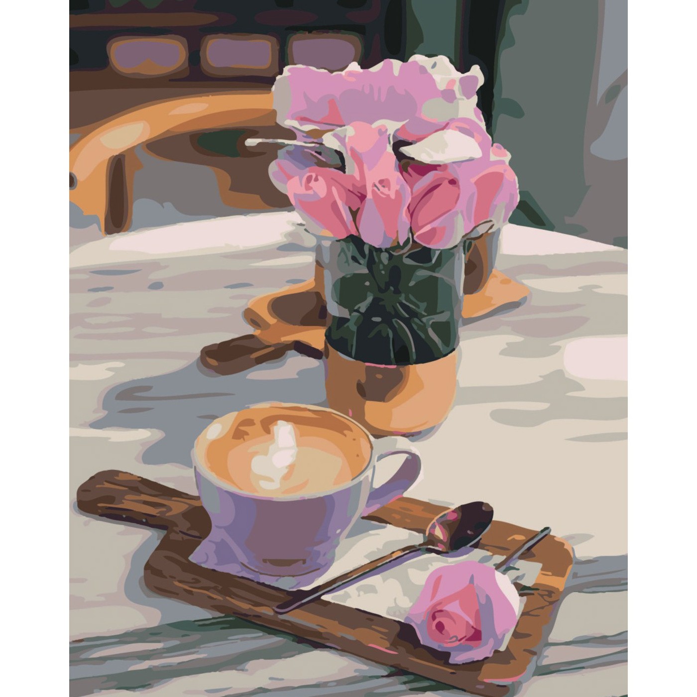 Картина по номерам Розы с кофе (40х50 см), бренду Strateg - KUBIX